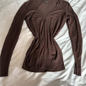 Elegant Brown V-Neck Women's Top